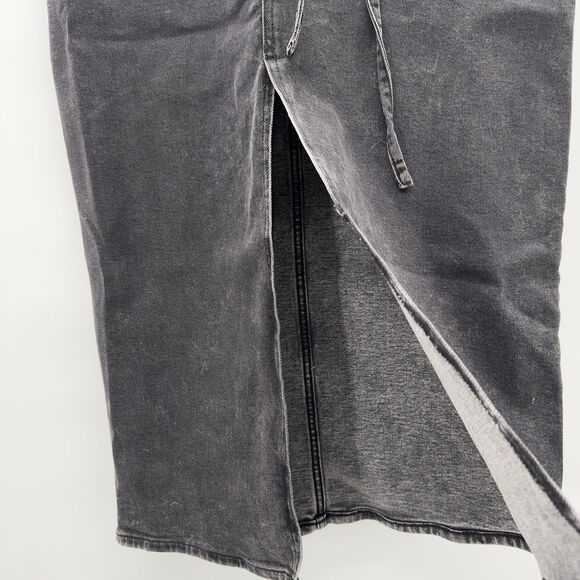 Hugo Boss Gatje Denim Maxi Skirt Large String Belt Front Slit Charcoal Gray NEW - Picture 7 of 14